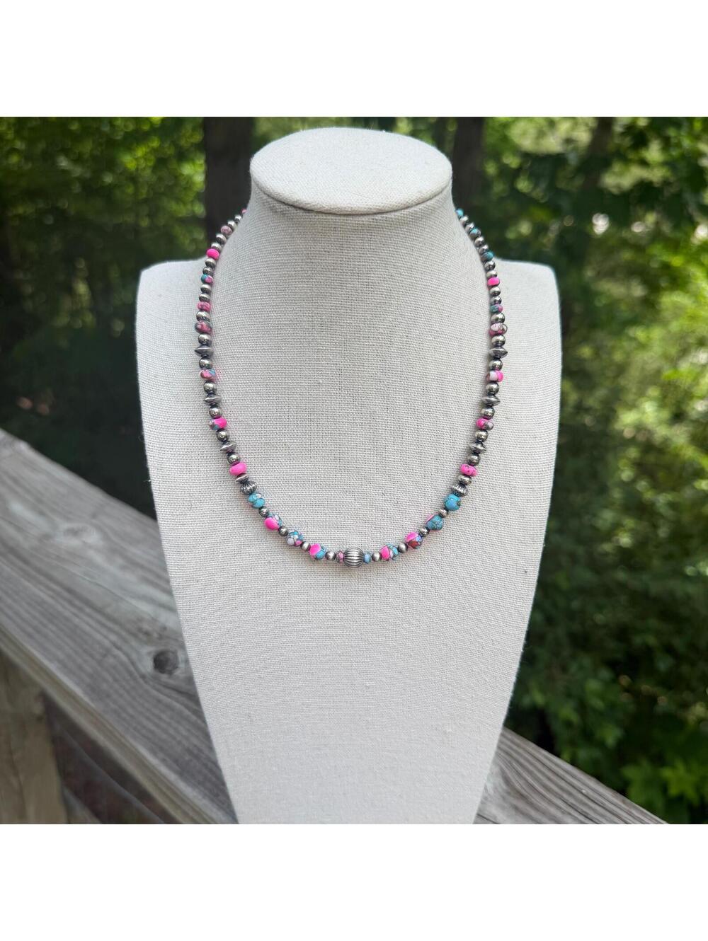 Cotton Candy Sterling Desert Pearl Necklace w/ BIG sterling pearls